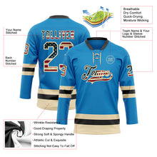 Load image into Gallery viewer, Custom Blue Vintage USA Flag Cream-Black Hockey Lace Neck Jersey
