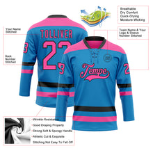 Load image into Gallery viewer, Custom Blue Pink-Black Hockey Lace Neck Jersey
