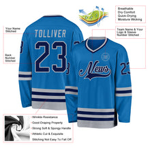 Load image into Gallery viewer, Custom Blue Navy-Gray Hockey Jersey
