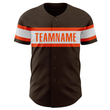 Load image into Gallery viewer, Custom Brown White-Orange Authentic Baseball Jersey
