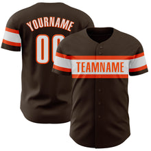 Load image into Gallery viewer, Custom Brown White-Orange Authentic Baseball Jersey
