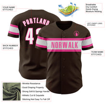 Load image into Gallery viewer, Custom Brown White-Pink Authentic Baseball Jersey
