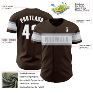 Custom Brown White-Gray Authentic Baseball Jersey