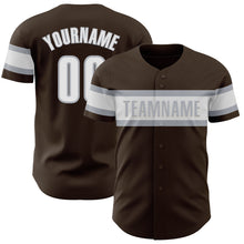 Load image into Gallery viewer, Custom Brown White-Gray Authentic Baseball Jersey
