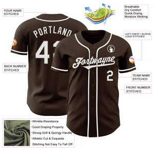 Custom Brown White Authentic Baseball Jersey