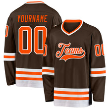 Load image into Gallery viewer, Custom Brown Orange-White Hockey Jersey
