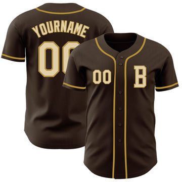 Custom Brown Cream-Old Gold Authentic Baseball Jersey