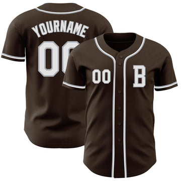 Custom Brown White-Gray Authentic Baseball Jersey