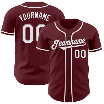 Custom Burgundy White Authentic Baseball Jersey