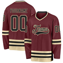 Load image into Gallery viewer, Custom Burgundy Black-Cream Hockey Jersey
