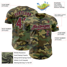 Load image into Gallery viewer, Custom Camo Burgundy-Black Authentic Salute To Service Baseball Jersey
