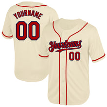 Load image into Gallery viewer, Custom Cream Red-Navy Mesh Authentic Throwback Baseball Jersey
