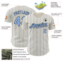 Load image into Gallery viewer, Custom Cream (Black Light Blue Pinstripe) Light Blue-Black Authentic Baseball Jersey
