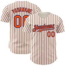 Load image into Gallery viewer, Custom Cream (Royal Orange Pinstripe) Orange-Royal Authentic Baseball Jersey
