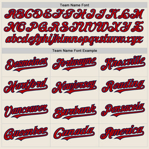 Custom Cream (Navy Red Pinstripe) Red-Navy Authentic Baseball Jersey