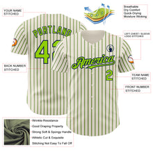 Load image into Gallery viewer, Custom Cream (Navy Neon Green Pinstripe) Neon Green-Navy Authentic Baseball Jersey
