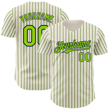 Load image into Gallery viewer, Custom Cream (Navy Neon Green Pinstripe) Neon Green-Navy Authentic Baseball Jersey
