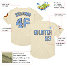 Load image into Gallery viewer, Custom Cream Light Blue-Steel Gray Mesh Authentic Throwback Baseball Jersey
