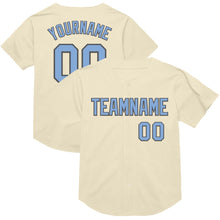 Load image into Gallery viewer, Custom Cream Light Blue-Steel Gray Mesh Authentic Throwback Baseball Jersey
