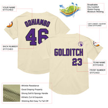 Load image into Gallery viewer, Custom Cream Purple-Black Mesh Authentic Throwback Baseball Jersey
