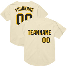 Load image into Gallery viewer, Custom Cream Black-Gold Mesh Authentic Throwback Baseball Jersey
