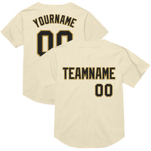 Load image into Gallery viewer, Custom Cream Black-Old Gold Mesh Authentic Throwback Baseball Jersey
