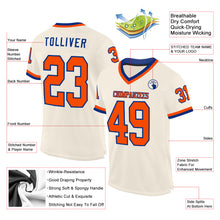 Load image into Gallery viewer, Custom Cream Orange-Royal Mesh Authentic Throwback Football Jersey
