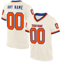 Load image into Gallery viewer, Custom Cream Orange-Royal Mesh Authentic Throwback Football Jersey
