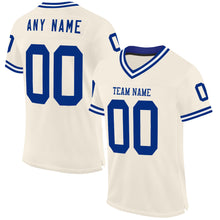 Load image into Gallery viewer, Custom Cream Royal-White Mesh Authentic Throwback Football Jersey
