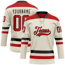 Load image into Gallery viewer, Custom Cream Red-Black Hockey Lace Neck Jersey
