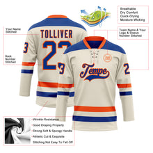 Load image into Gallery viewer, Custom Cream Royal-Orange Hockey Lace Neck Jersey
