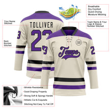 Load image into Gallery viewer, Custom Cream Purple-Black Hockey Lace Neck Jersey
