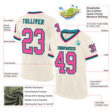 Load image into Gallery viewer, Custom Cream Pink Black-Teal Mesh Authentic Throwback Football Jersey
