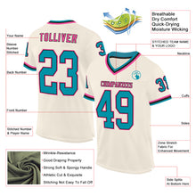 Load image into Gallery viewer, Custom Cream Teal Black-Pink Mesh Authentic Throwback Football Jersey
