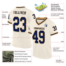 Load image into Gallery viewer, Custom Cream Navy-Old Gold Mesh Authentic Throwback Football Jersey
