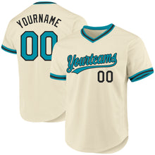 Load image into Gallery viewer, Custom Cream Teal-Black Authentic Throwback Baseball Jersey
