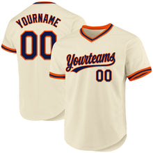 Load image into Gallery viewer, Custom Cream Navy-Orange Authentic Throwback Baseball Jersey
