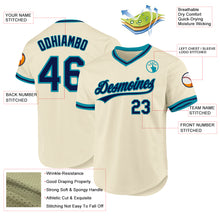 Load image into Gallery viewer, Custom Cream Navy-Teal Authentic Throwback Baseball Jersey
