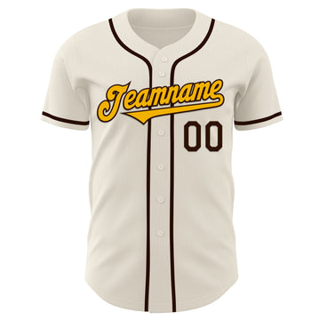 Custom Cream Gold-Brown Authentic Baseball Jersey