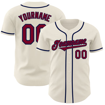 Custom Cream Maroon-Navy Authentic Baseball Jersey