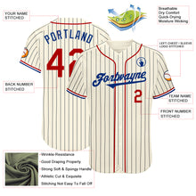 Load image into Gallery viewer, Custom Cream Black Pinstripe Red Royal-White Authentic Baseball Jersey
