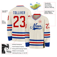 Load image into Gallery viewer, Custom Cream Red Royal-White Hockey Jersey
