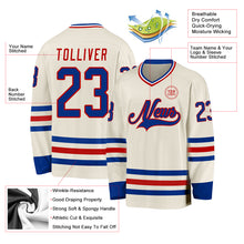 Load image into Gallery viewer, Custom Cream Royal Red-White Hockey Jersey
