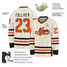 Load image into Gallery viewer, Custom Cream Orange-Black Hockey Jersey
