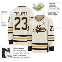 Load image into Gallery viewer, Custom Cream Black-Old Gold Hockey Jersey
