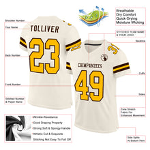 Load image into Gallery viewer, Custom Cream Gold-Brown Mesh Authentic Football Jersey
