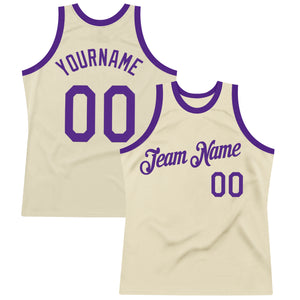 Custom Cream Purple Authentic Throwback Basketball Jersey