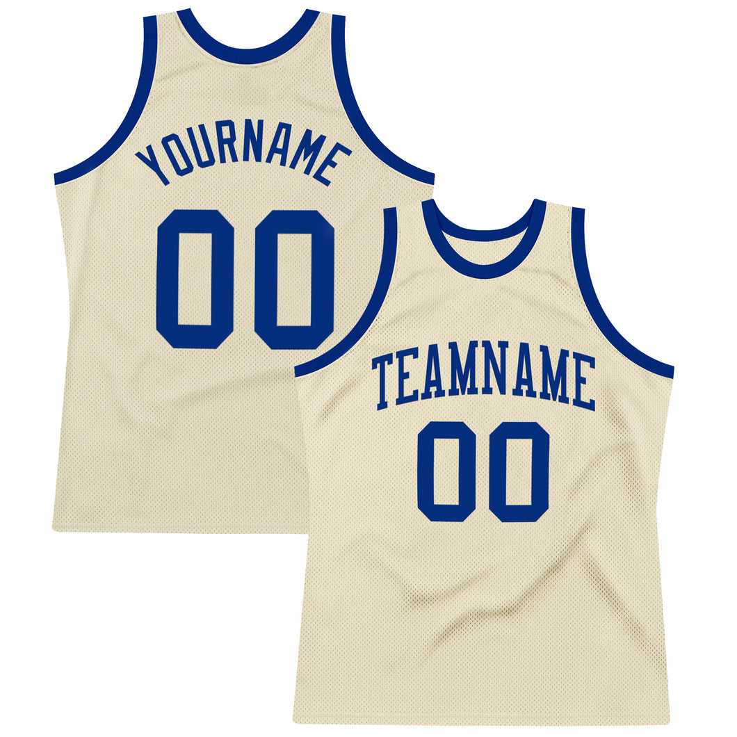 Custom Cream Royal Authentic Throwback Basketball Jersey