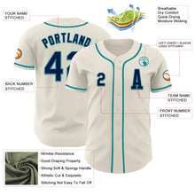 Load image into Gallery viewer, Custom Cream Navy-Teal Authentic Baseball Jersey
