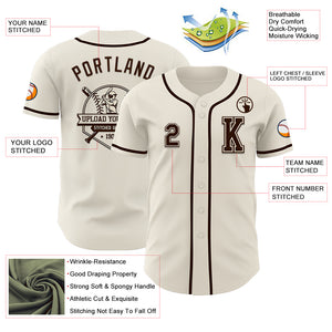 Custom Cream Brown Authentic Baseball Jersey